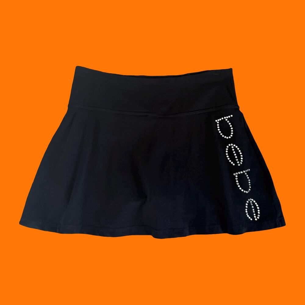 00's vintage black bodycon mcbling preppy y2k mini skort LARGE bebe sport